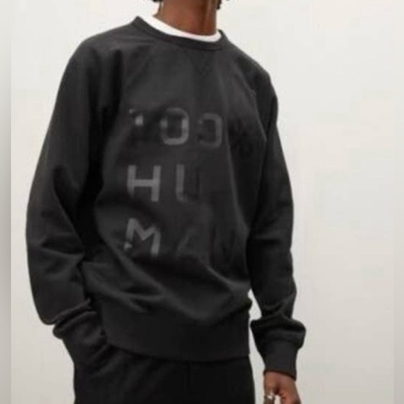 Everlane The 100% Human Typography Sweatshirt in Black Size Medium NWOT - Picture 2 of 9